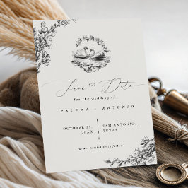 Reserva La Fecha Cisne Dibujado a Mano Vintage Floral Boda