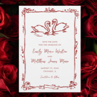 Cisnes Caprichosos Pájaros de Amor Bodas Rojas Doo