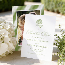 Reserva La Fecha Clásica Foto de Boda de Hortensia Verde Oliva