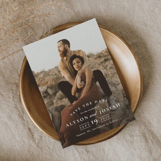 Reserva La Fecha Clásica Foto de Boda Elegante (Subido por el creador)