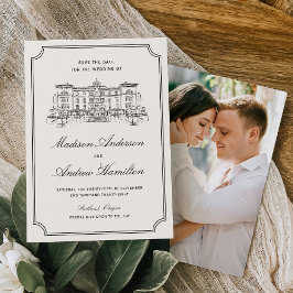 Reserva La Fecha Clásica Foto de Ilustración de Finca para Boda