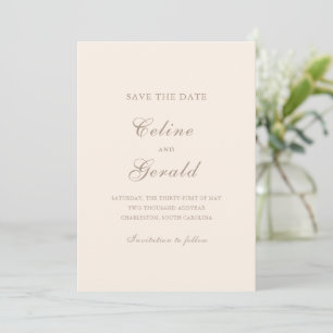 Reserva La Fecha Clásica Sandy Neutral Photo Elegant Wedding