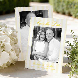 Reserva La Fecha Clásicas Foto Bodas con Rayas Amarillas