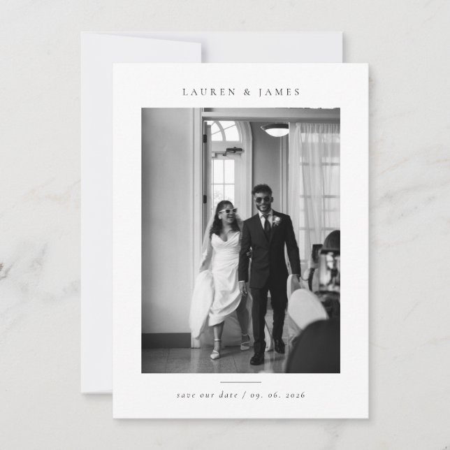 Reserva La Fecha Clásico Ahorro de Fecha de Foto de Boda Formal (Anverso)