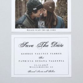 Reserva La Fecha Clásico Blanco Negro QR CÓDIGO Elegante Foto