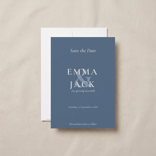 Reserva La Fecha Clásico Blue Elegant Serif Font ampersand moderno (Classic Blue Elegant Serif Font modern ampersand Save The Date.)
