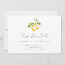 Clásico Citrus Lemon Summer Wedding Guardar la fec