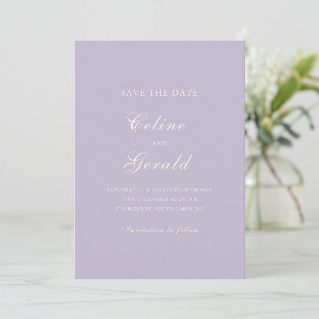 Reserva La Fecha Clásico Código QR de Lila Elegante Boda (Anverso de pie)