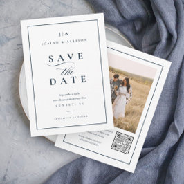 Reserva La Fecha Clásico Código QR de Monograma Foto Boda