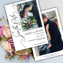 Clásico Elegante 2 Fotos Boda Guardar la Fecha