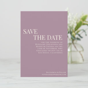 Reserva La Fecha Clásico elegante Boda de tipografía púrpura