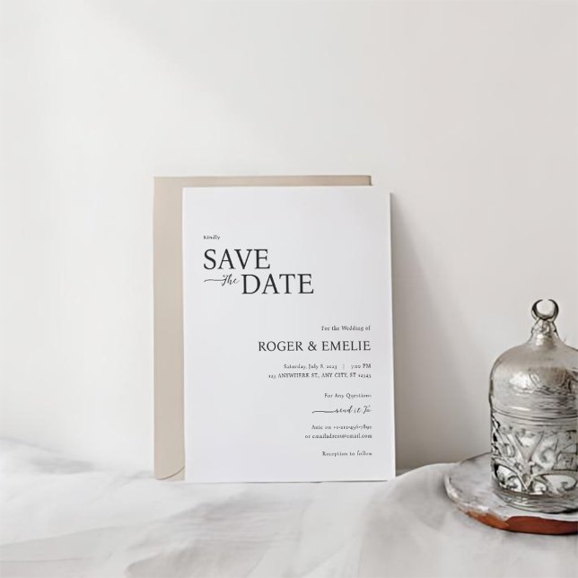Reserva La Fecha Clásico Elegante Script Wedding Save the Date Card (Subido por el creador)