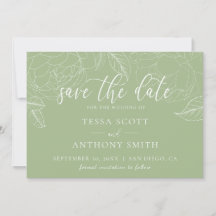 Clásico Elegante Verde Salvia Script Boda