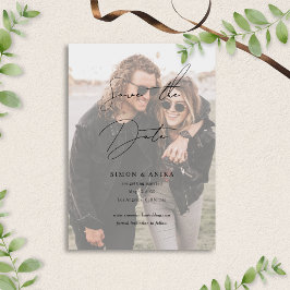Reserva La Fecha Clásico Estilo Letra a Mano Foto Boda