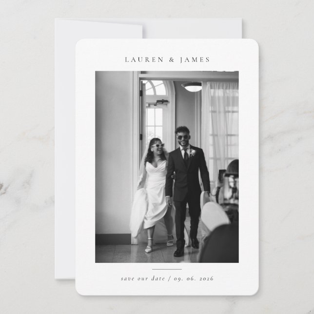 Reserva La Fecha Clásico Foto de Boda Formal Save the Date (Anverso)