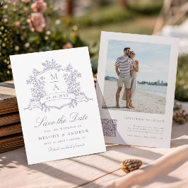 Reserva La Fecha Clásico jardín Bloom Lavanda Boda Foto 