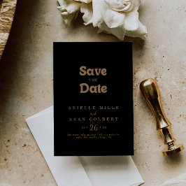 Reserva La Fecha Clásico Minimalista Boda de Oro Negro
