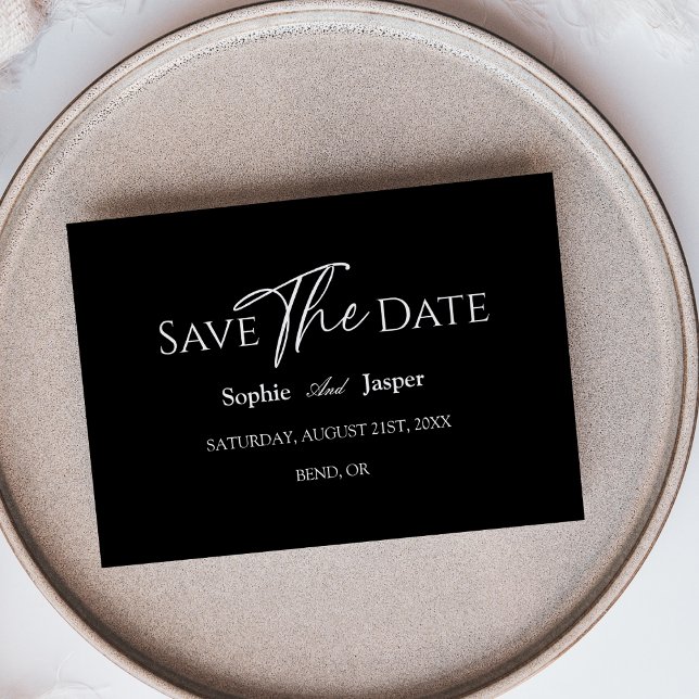 Reserva La Fecha Clásico Moderno Negro Save The Date Boda Plano (Subido por el creador)