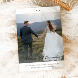 Reserva La Fecha Clásico Monograma Elegante Guión Dos Boda de fotos