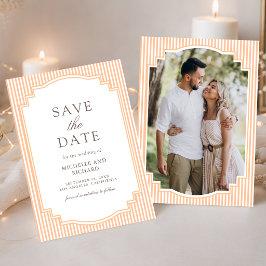 Reserva La Fecha Clásico Naranja Rayado Foto Boda