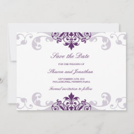 Reserva La Fecha Clásico Plum Purple Elegante Boda de Ironworks