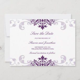 Reserva La Fecha Clásico Plum Purple Elegante Boda de Ironworks