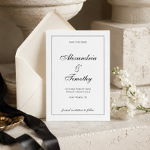 Clásico Save the Date de guión en negro y blanco