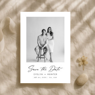 Reserva La Fecha Clásico Texto y Foto Elegantes Boda Moderna