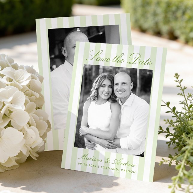 Reserva La Fecha Clásicos Rayas Verdes Foto Boda (Subido por el creador)