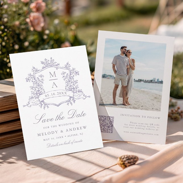 Reserva La Fecha Classic Bloom Garden Lavender Wedding Photo  (Front & Back)