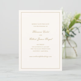 Reserva La Fecha Classic Border Ivory and Gold Timeless Wedding