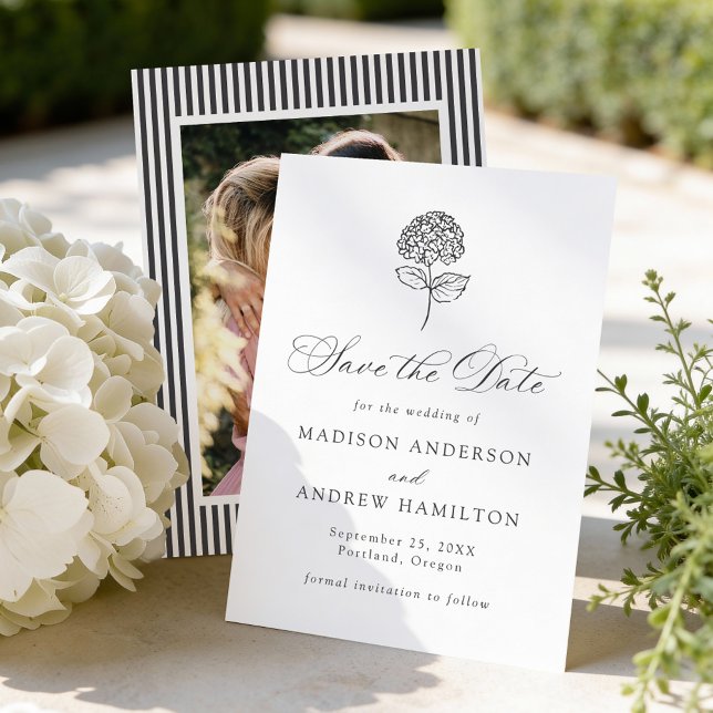 Reserva La Fecha Classic Charcoal Hydrangea Photo Wedding (Subido por el creador)