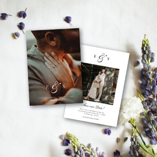 Reserva La Fecha Classic Elegant Script Monogram Two Sided Photo