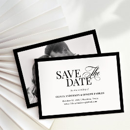 Reserva La Fecha Classic Luxe | Elegante negro y blanco y foto