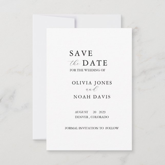 RESERVA LA FECHA CLASSIC MINIMALIST ELEGANT SAVE THE DATE (Anverso)