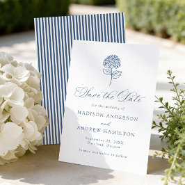 Reserva La Fecha Classic Navy Blue Hydrangea Wedding