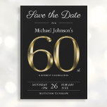 Reserva La Fecha Classy Black and Gold 60th Birthday Party<br><div class="desc">Classy Black and Gold 60th Birthday Party Save the Date. Sencillo pero elegante cumpleaños guardar la tarjeta de fecha con el hito del año de nacimiento en un sólido efecto de texto dorado! Se trata de una plantilla editable que podría utilizarse tanto para hombres como para mujeres. Contáctame si tienes...</div>