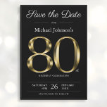 Reserva La Fecha Classy Black and Gold 80th Birthday Party<br><div class="desc">Classy Black and Gold 80th Birthday Party Save the Date. Sencillo pero elegante cumpleaños guardar la tarjeta de fecha con el hito del año de nacimiento en un sólido efecto de texto dorado! Se trata de una plantilla editable que podría utilizarse tanto para hombres como para mujeres. Contáctame si tienes...</div>