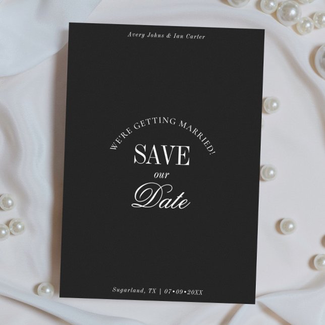 Reserva La Fecha Classy Black and White Elegant Save the Date Card (Subido por el creador)