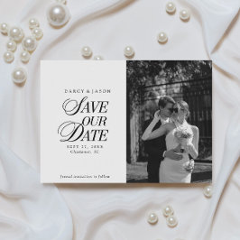 Reserva La Fecha Classy Black and White Elegant Save the Date Card