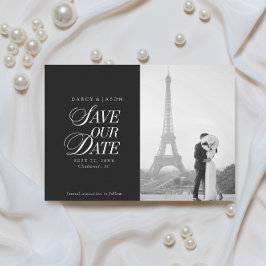 Reserva La Fecha Classy Black and White Elegant Save the Date Card