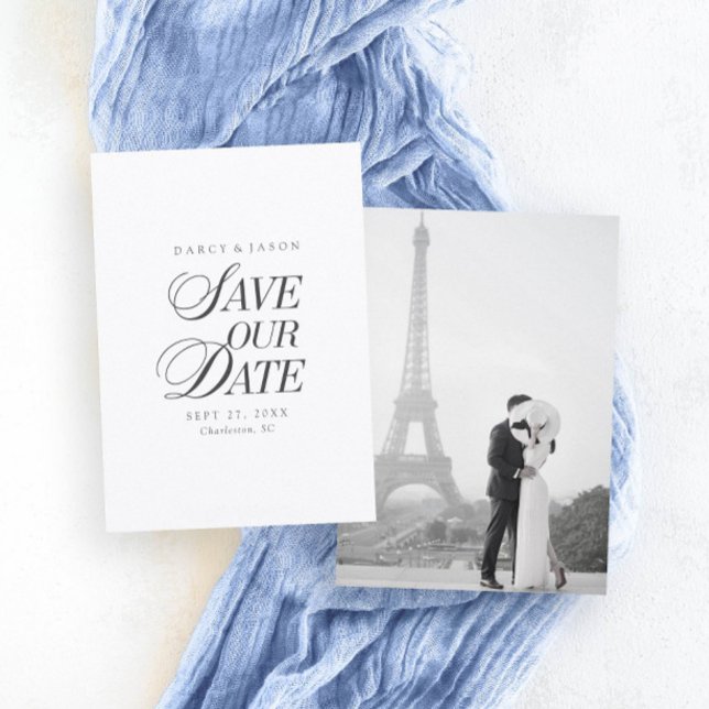 Reserva La Fecha Classy Black and White Elegant Save the Date Card (Classy Black and White Elegant Save the Date Card)