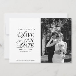 Reserva La Fecha Classy Black and White Elegant Save the Date Card