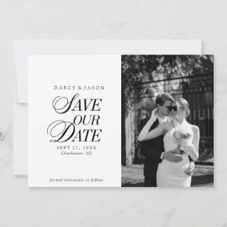 Reserva La Fecha Classy Black and White Elegant Save the Date Card