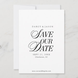 Reserva La Fecha Classy Black and White Elegant Save the Date Card