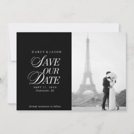 Reserva La Fecha Classy Black and White Elegant Save the Date Card