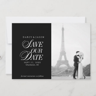 Reserva La Fecha Classy Black and White Elegant Save the Date Card