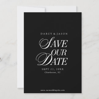 Reserva La Fecha Classy Black and White Elegant Save the Date Card