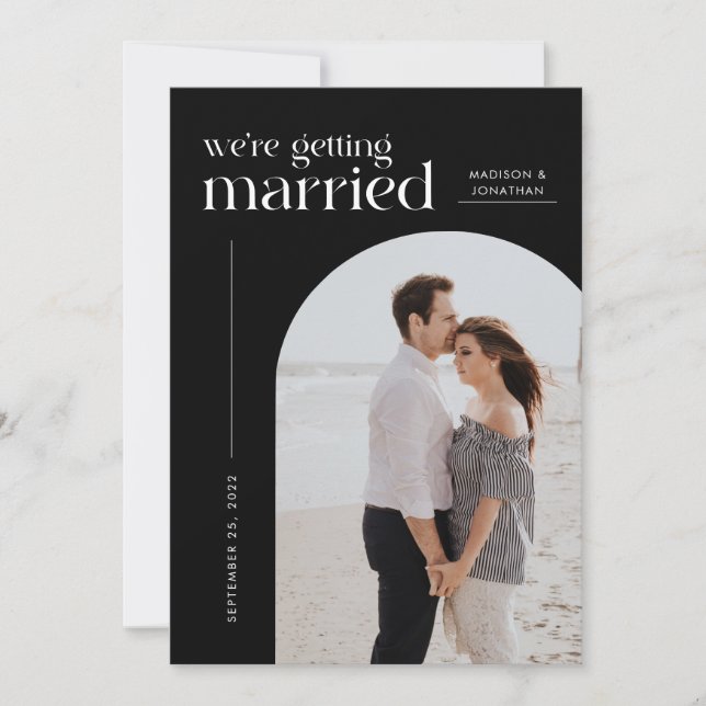 Reserva La Fecha Classy Black We're Becried Arch Photo (Anverso)