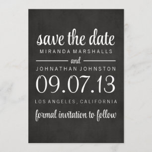 Reserva La Fecha Classy Chalkboard Photo Save the Date Invita